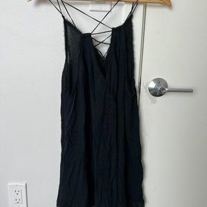 Free people black dress with flower lace hem short